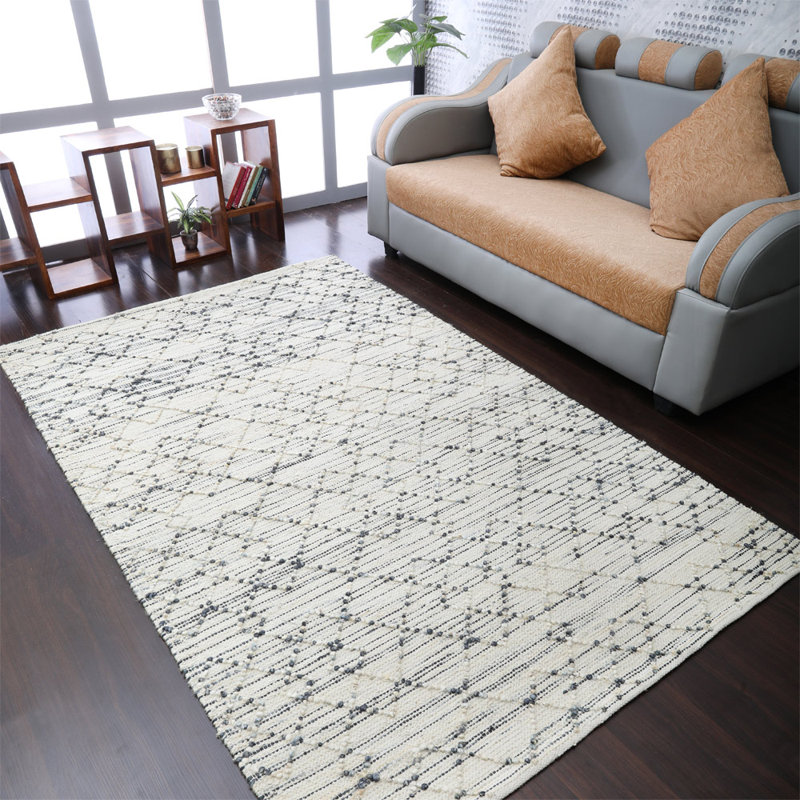 Tapis en jute tissés à la main écologiques - Rectangle | Beige | Motif contemporain, velours élevé, fibre naturelle, intérieur extérieur