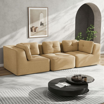 Ensemble de canapé moderne et modulaire, revêtement en velours côtelé, très grand trois places, sièges spacieux, aucun assemblage requis, conception antidérapante, pour le salon