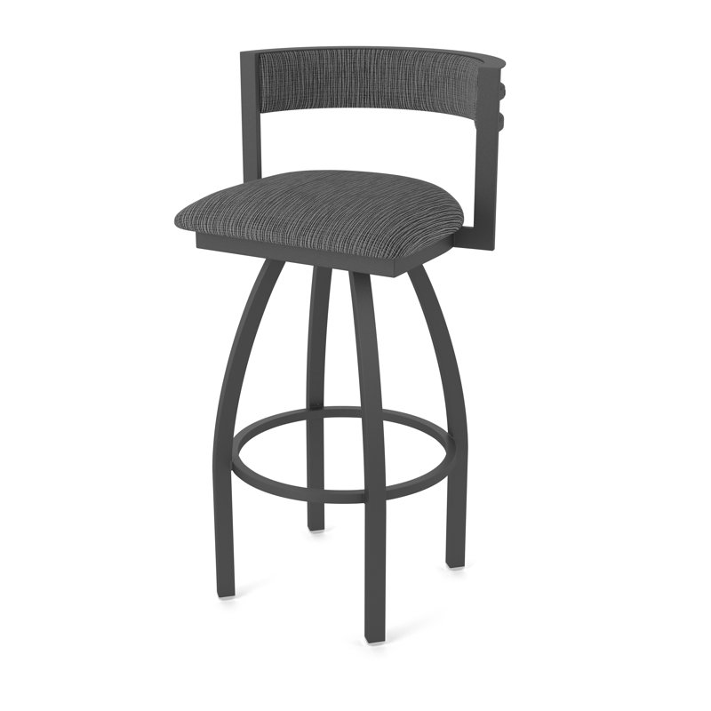 Tabouret Artémis, Tabouret de bar (siège d'une hauteur de 30 po), Étain, Tissu - charbon graphique