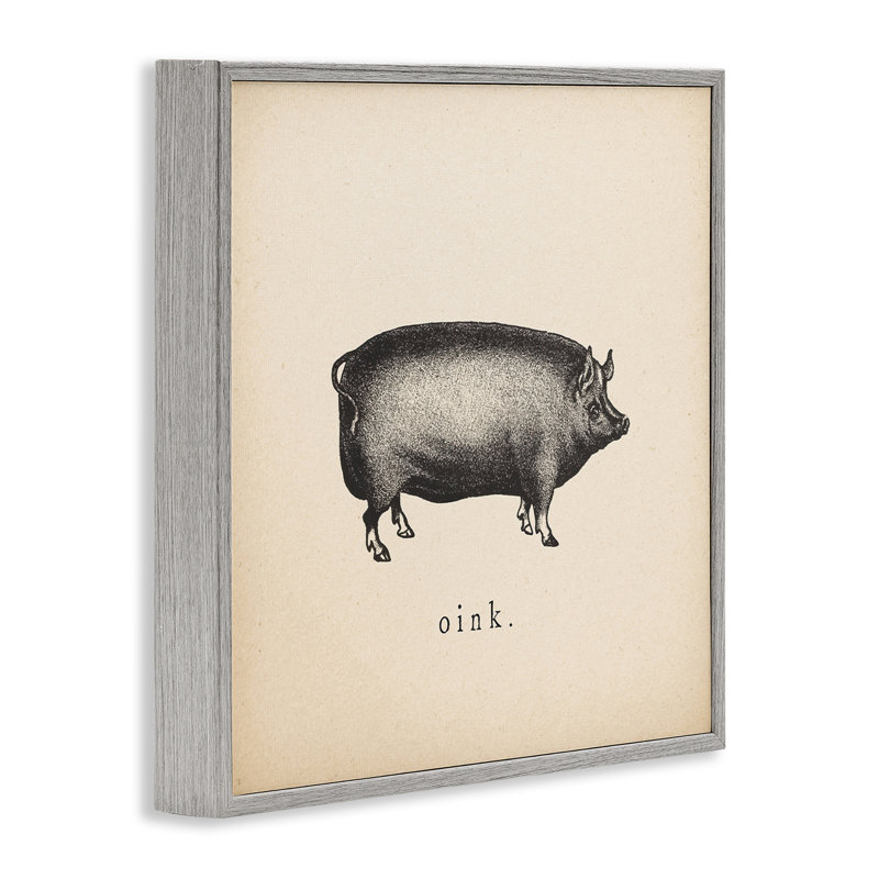 Oink Farm Pig Sounds, art de la giclée encadrée par Wild Apple Portfolio, H 17 po x l 17 po, Estampe numérique Farmhouse