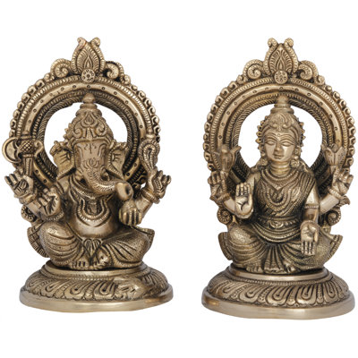 Figurine Lakshmi Ganesha en laiton