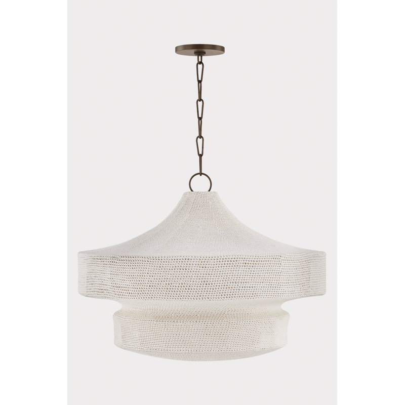 Thurso 30" 1-Light Hand-Woven Woven Drum Pendant by Chandler McLellan for Troy Lighting