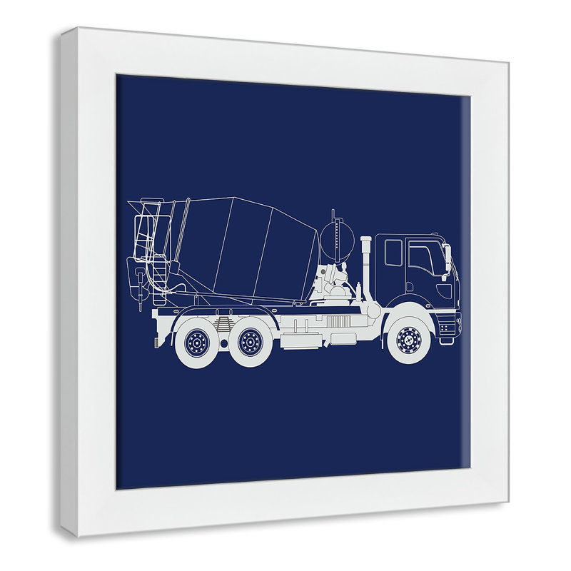 Camions Camions 1, art encadré, H 12 po x l 12 po x P 0,6 po, Encadré plat blanc
