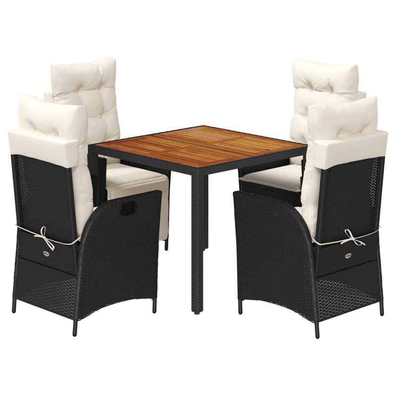  Garden Dining Set Black, Cream White