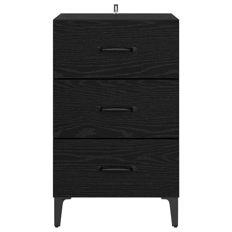 40cm W Manufactured Wood Bedside Table, Black Oak