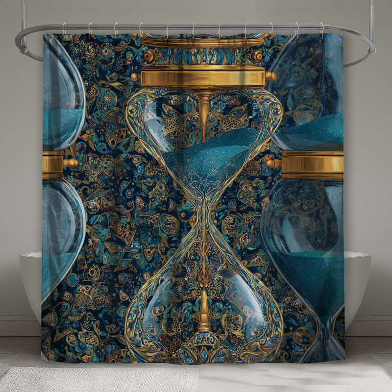 Rideau de douche sablier - objet de décoration de salle de bain Art Déco, 70in W x 84in H