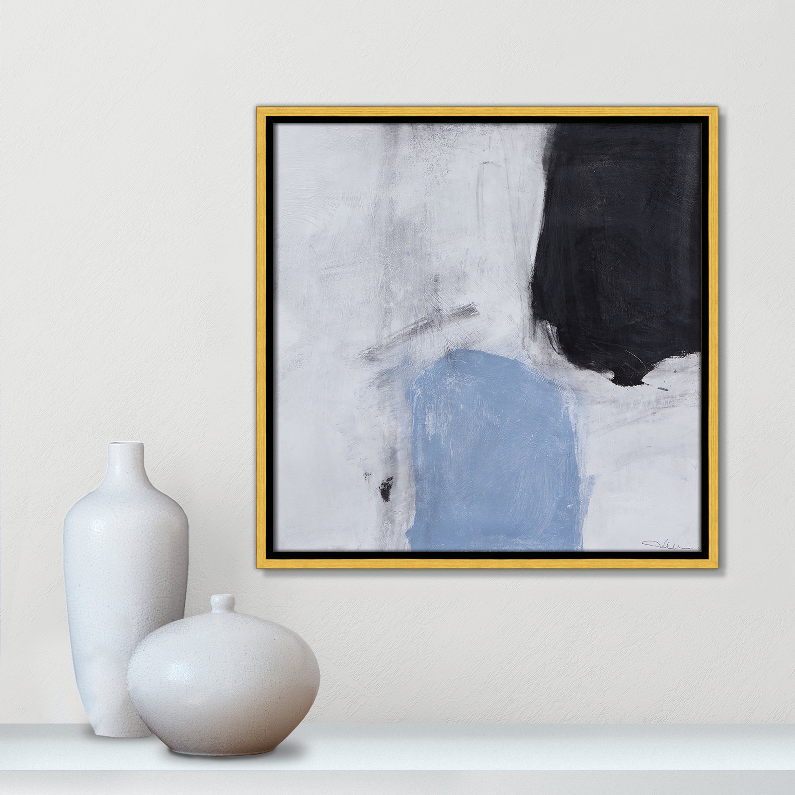 From Powder Blue to Onyx Print, Gold, 17.5" H x 17.5" W