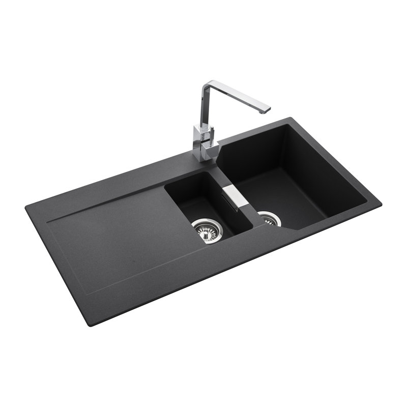 Mayon 1.5 Bowl Inset Kitchen Sink, Ash Black