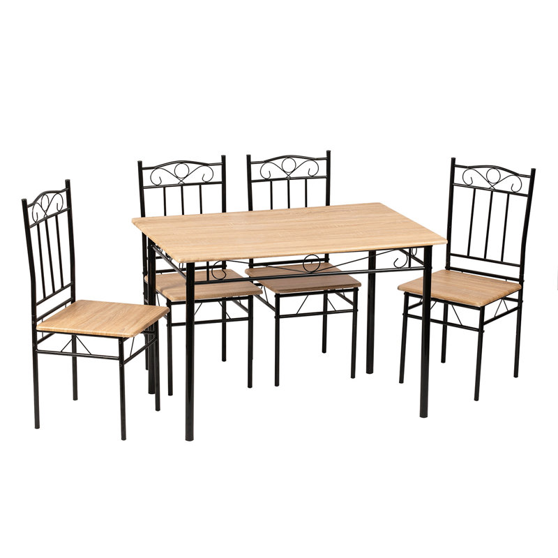 Mowgli 4 - Person Dining Set, Beech/Black/Beech