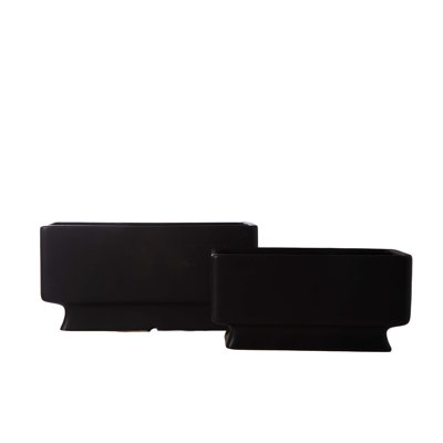 Ceramic Rectangle Pot Matte Finish Black