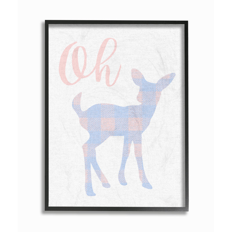 Découpe à carreaux « Oh Deer », Giclée encadrée noir minuit, H 20 po x l 16 po