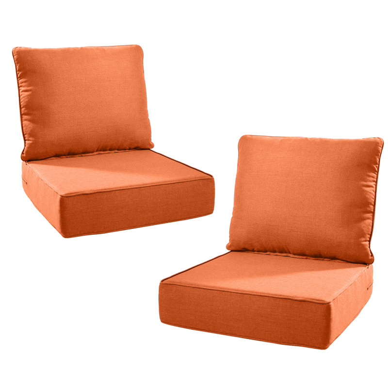 Wickes 24 In. X 24 In. Outdoor Deep Seating Lounge Chair Cushion 6" Thick Water-Resistant Seat/Back Cushion, Orange