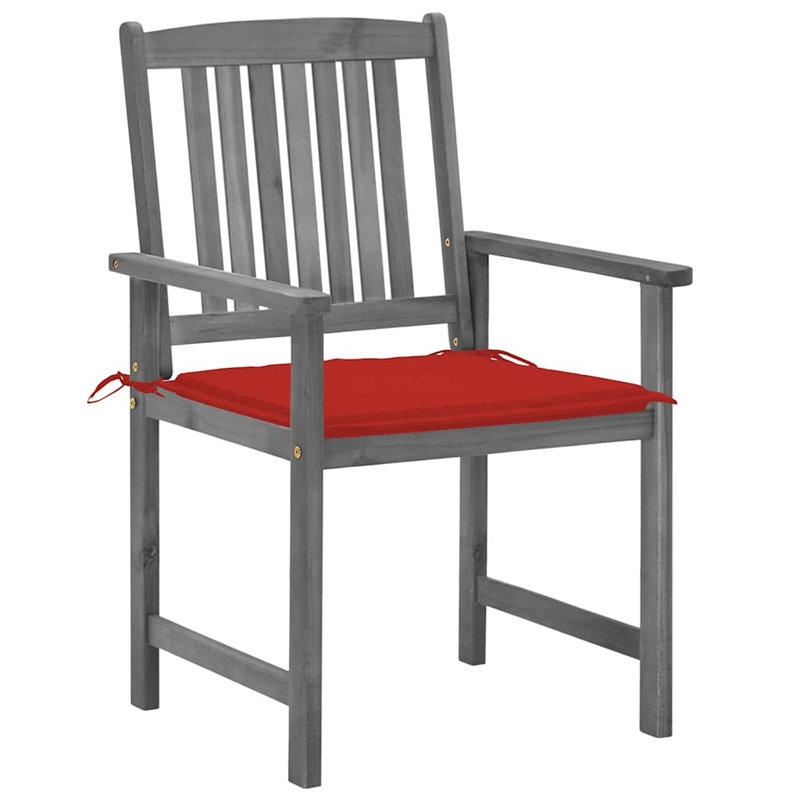 vidaXL Patio Chairs with Cushions 2 pcs Gray Solid Acacia Wood, Red, Gray/Light Gray