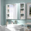 Armoire de salle de bain murale avec miroir, 2 portes en miroir, tablette réglable et compartiment ouvert, charnières à fermeture en douceur, certifié ETL, blanc