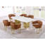 Ensemble de salle à manger en marbre blanc Grand avec chaises d'appoint Leathaire-2062286488-2062286490