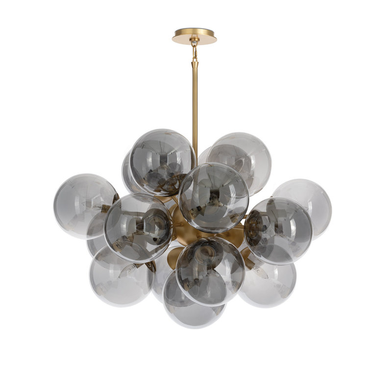 Shine Chandelier (Natural Brass with Smoke Glass), Natural Brass, Smoke Glass