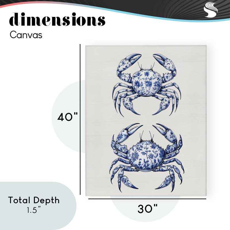 Toile de crabes Toile rétro, design par lettré et doublé, H 40 po x l 30 po