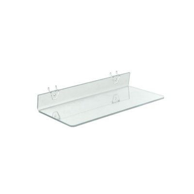 Tablette transparente en acrylique pour panneau perforé et lattes 16 po x 6 po x 2 po, paquet de 4