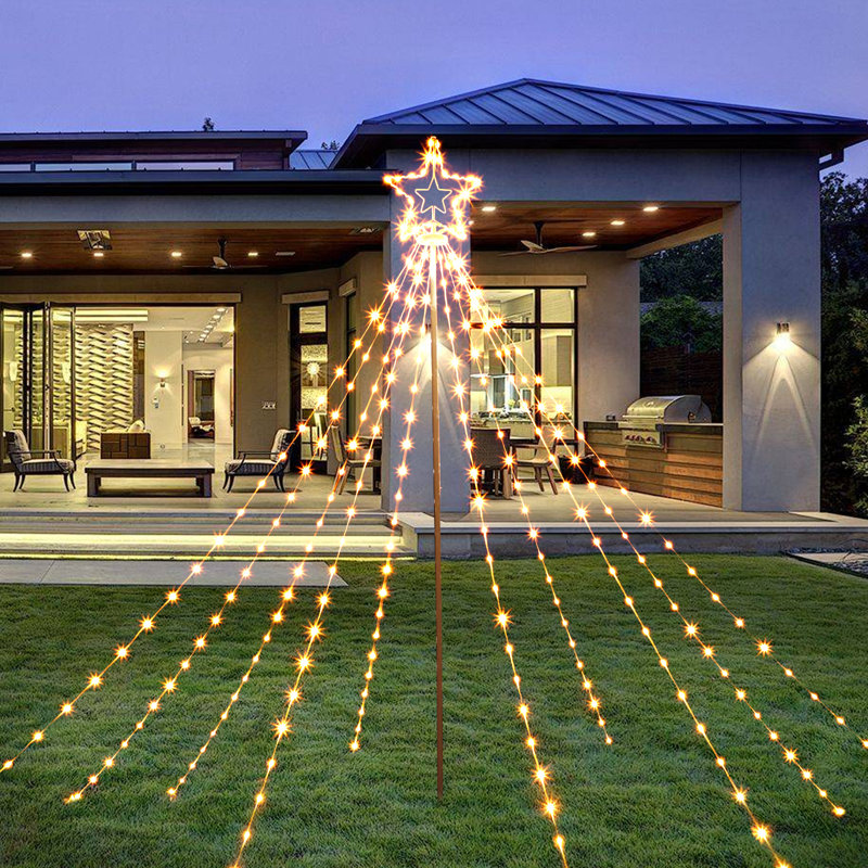 Luminaire étoile de cône de Noël de 7,3 pi avec piquet de Noël - Blanc chaud intérieur / extérieur pour les Fêtes, blanc chaud