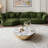 Modern Geometric Stone Coffee Table - Luxury Metallic Gold Frame Living Room Center Table, Polygonal Cocktail Table