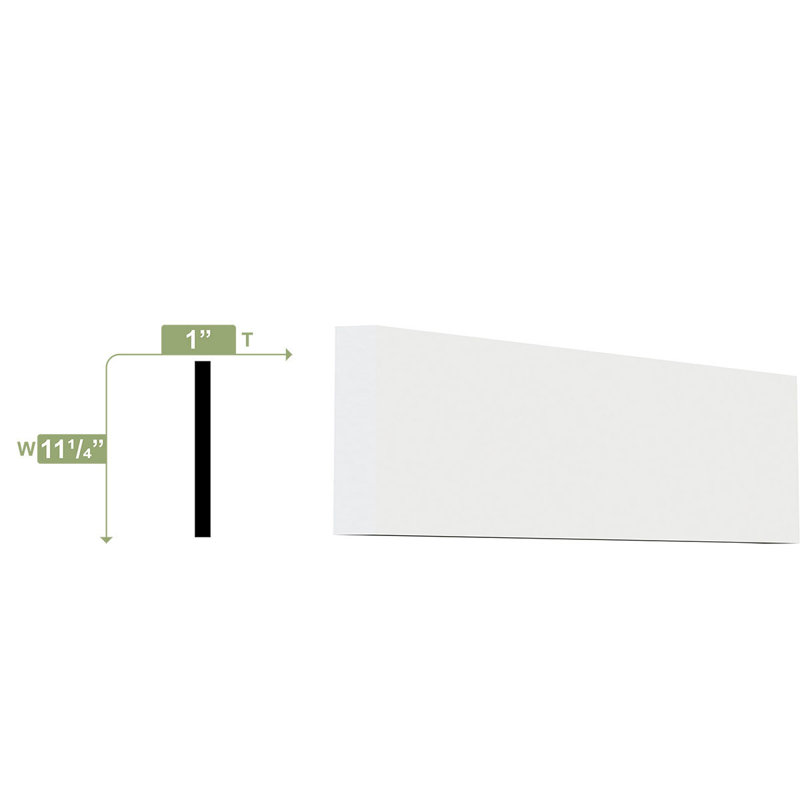 11.25" x 96" White PVC S4S Moulding Board