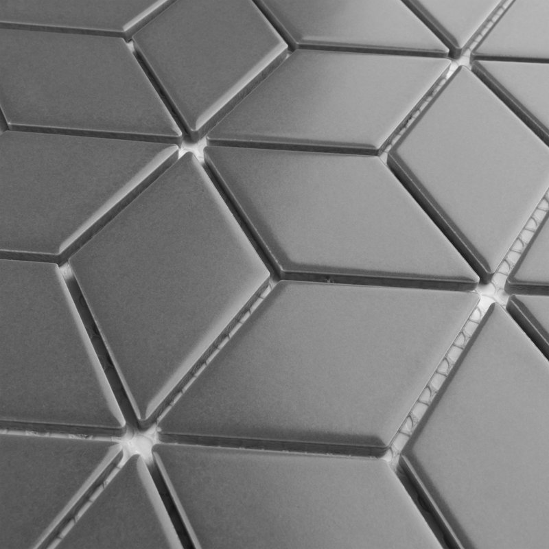 Metro Rhombus 10-1/2 " x 12-1/8 " Porcelain Mosaic Floor & Wall Tile, Matte Gray