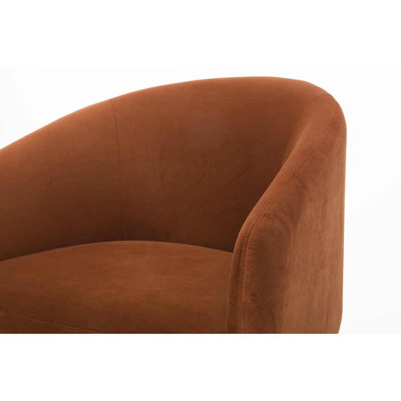 Fauteuil demi-tonneau en velours Amanada, Rouille
