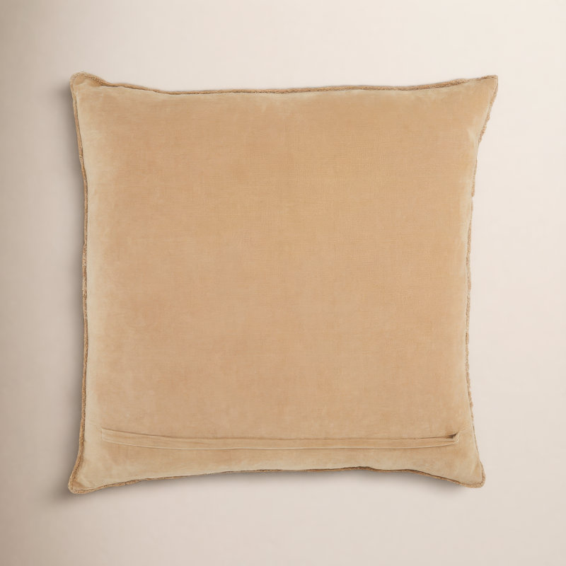Kam Fringed Cotton Reversible Throw Pillow, Polyester/Polyfill, Tan