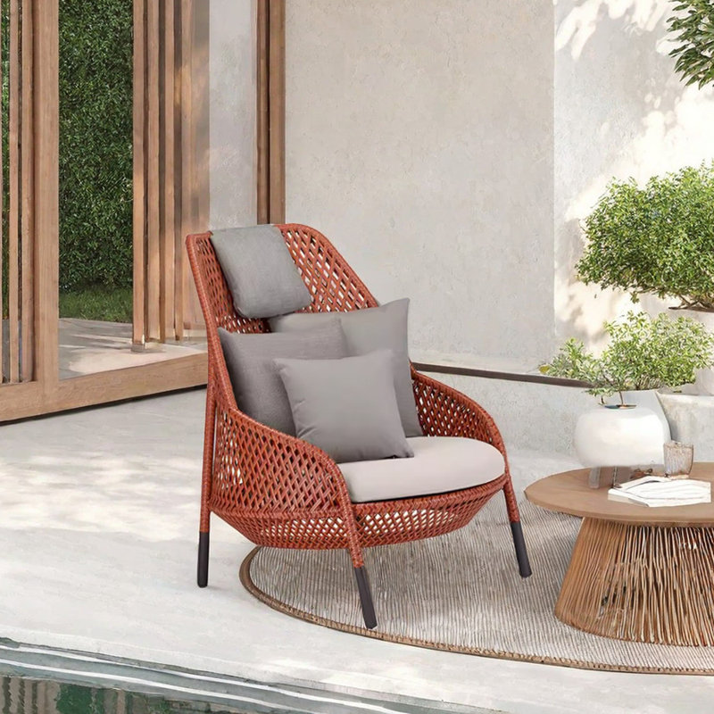 Chaise d'extérieur imperméable et imperméable, Crème/gris, Rouge