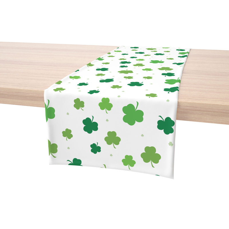 Eure Tossed Shamrocks Table Runner, 108" L x 14" W, White