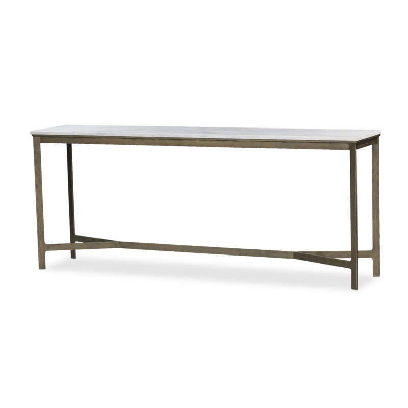 Console Robles - marbre blanc, White Marble, Hammered Antique Brass