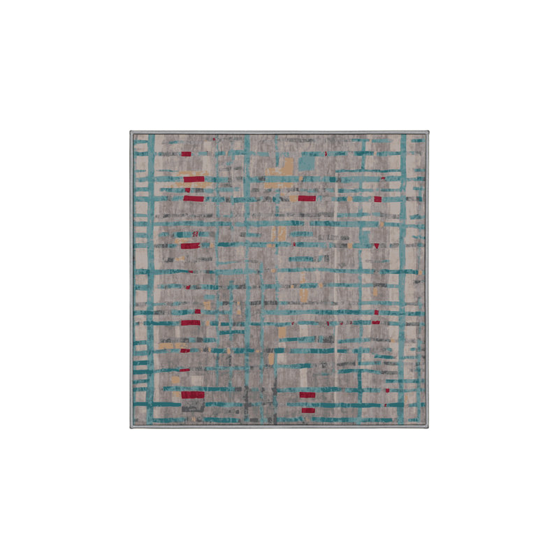 Tapis gris soyeux et moelleux, Carré 5 pi