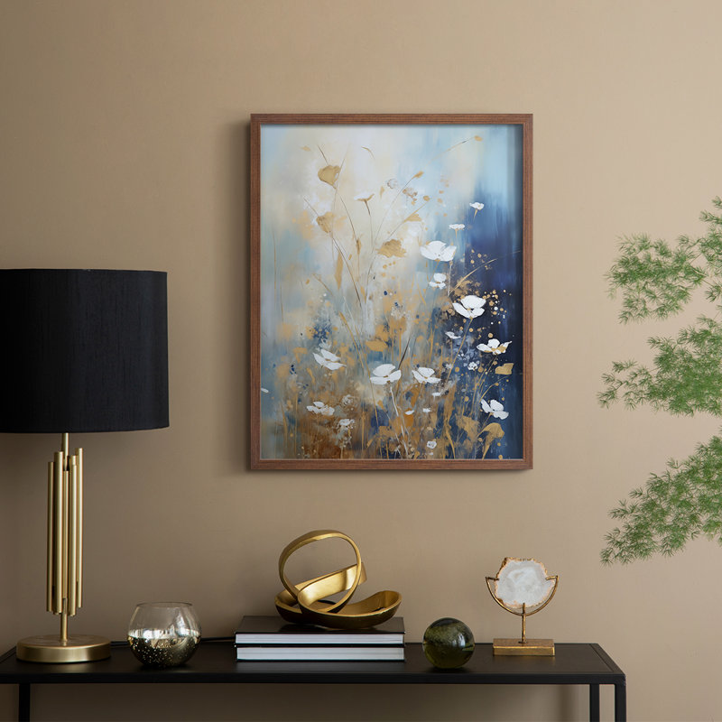 FLORAL Series CCDVI - reproduction encadrée de qualité supérieure - prête à être accrochée - aucun clou requis, Noyer