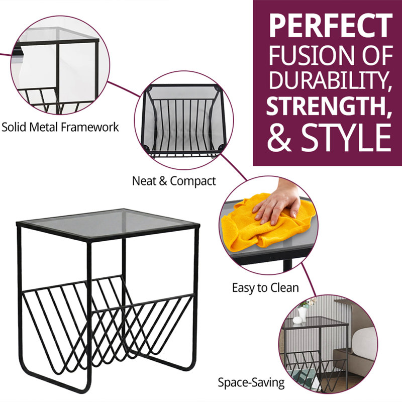 Forsee Glass Top Frame End Table