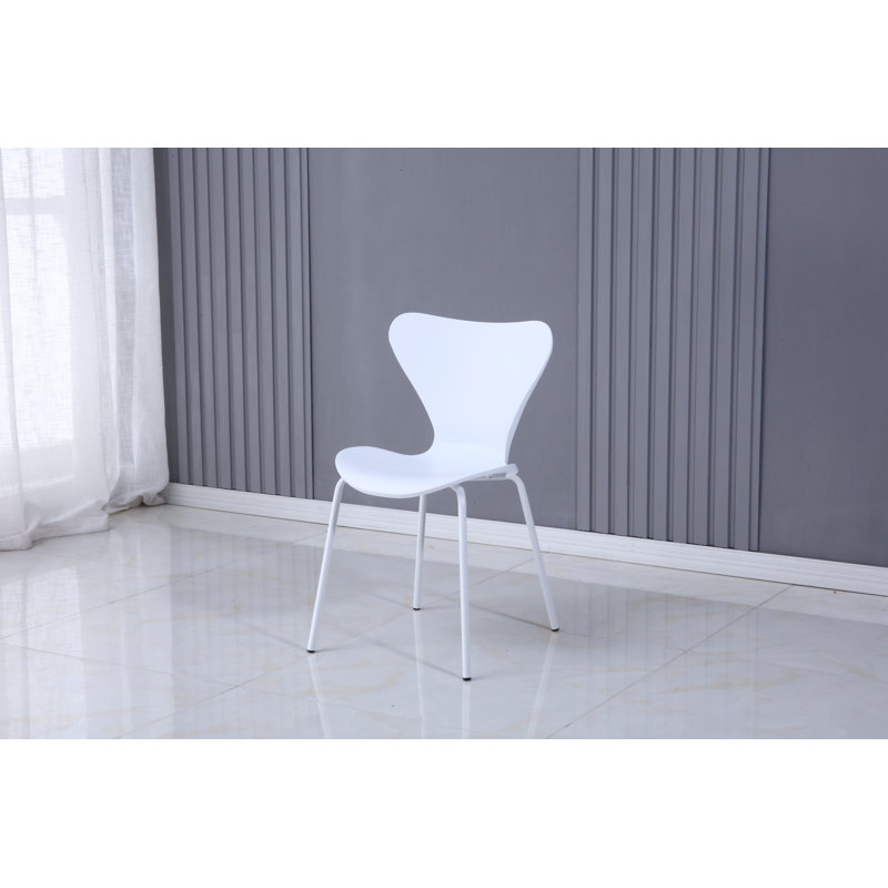 4 Careaga Stackable Plastic Dining Chairs, White