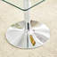 Table de salle à manger 38,5 pouces moderne minimaliste carrée en verre avec base en métal à une colonne. Disponible en noir, or ou argent. Table de salle à manger à domicile. Convient pour 2 à 4 personnes.