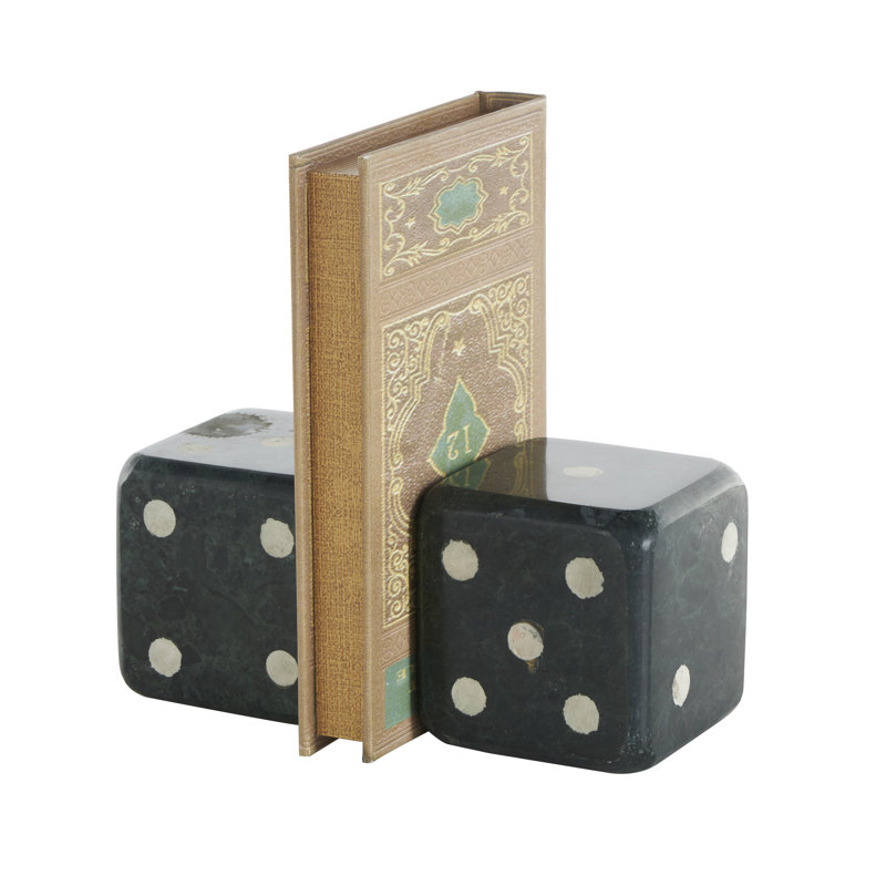 Olena Decorative Dice Bookends, Green/White