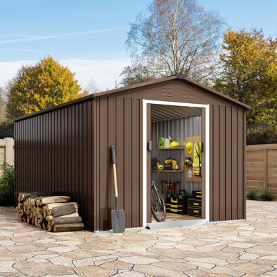 10 X 12 Ft Shed For Outdoor Storage, Large Waterproof Lockable Door Metal Tool Shed