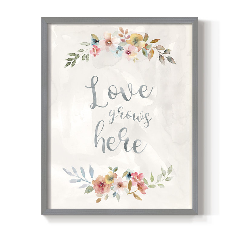 «Floral Love», reproduction encadrée - bois massif, Gris, H 21 po x l 17 po