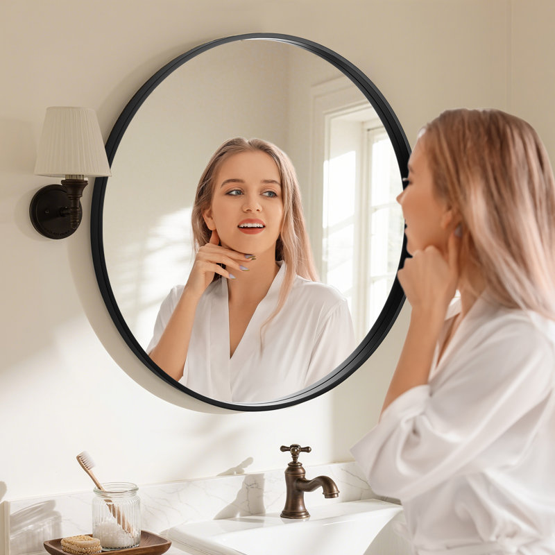 Miroir Karrina, 28 po x 28 po, Noir