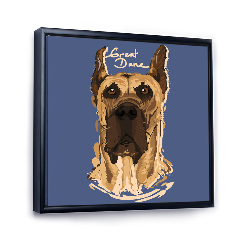 Dessin de grand danois - reproduction de cadre photo sur toile, H 36 po x l 36 po x P 1,5 po, Cadre flottant noir