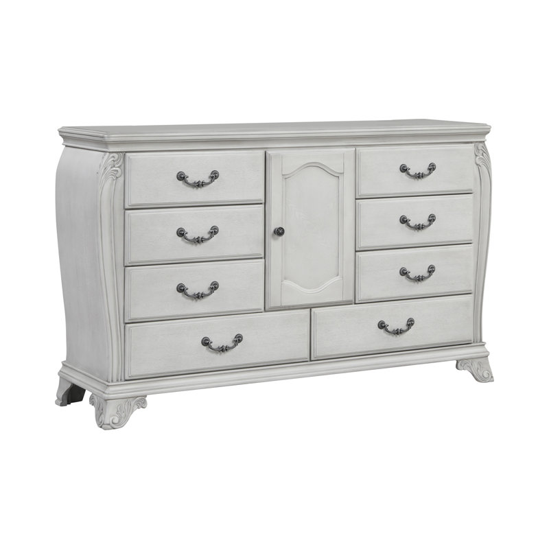 Commode en bois 8 tiroirs Cambria Hills, Gris brumeux