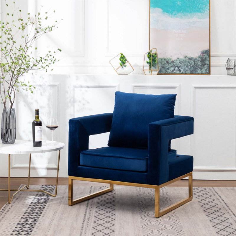 Fauteuil d'appoint rembourré Lenola, Bleu