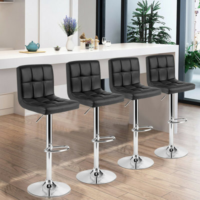 Swivel Upholstered Adjustable Height Counter Stool with Metal Frame