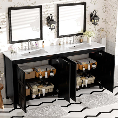 Ensemble de meuble-lavabo charmant avec lavabos doubles et options de rangement polyvalentes