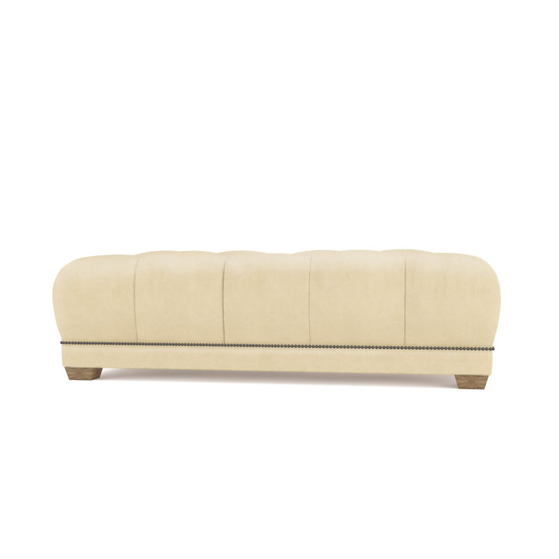 Hudson Ottoman, Plush Velvet Oyster, Weathered