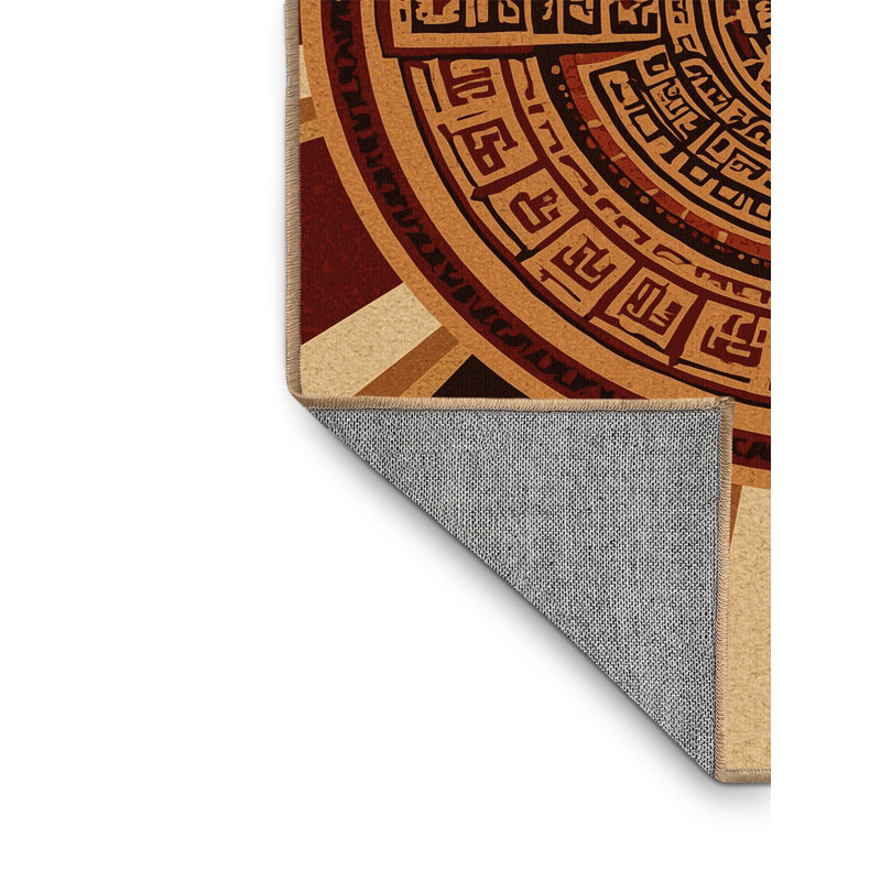 Tapis d'inspiration mondiale Melton lavable à la machine en brun - reliure brun clair, 7 x 9