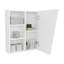 Armoire à pharmacie blanche avec porte en miroir et rangement ouvert