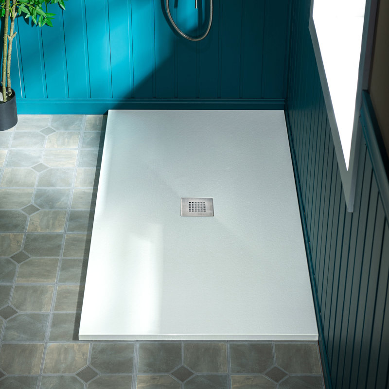 Lyon 47.75-in L x 36-in W Zero-Threshold End-Drain Shower Base with Center Drain Placement, Matching Decorative Drain Plate and Tile Flange, Wheel Chair Access, Low Profile