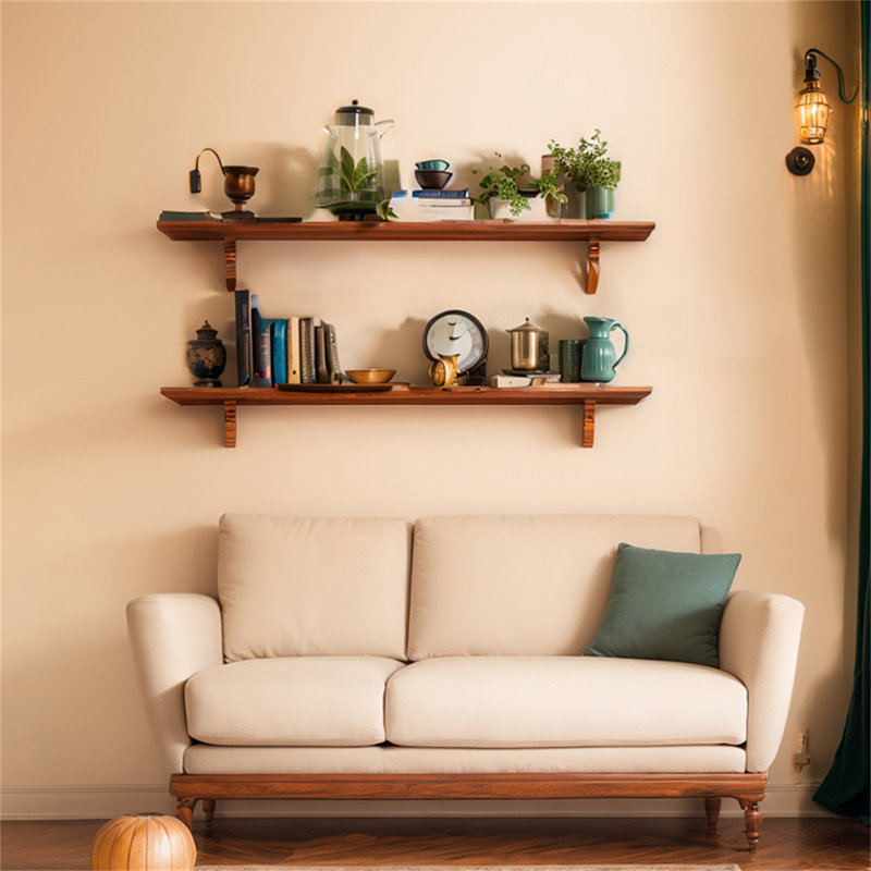 Solid Wood Floating Wall Shelf, 5.90" H x 39.37" W x 5.90" D